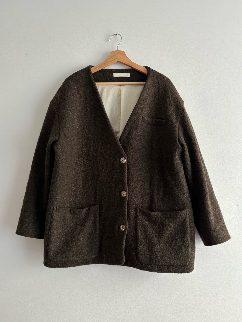MONICA CORDERA Oversized Brown/Green Wool Coat M